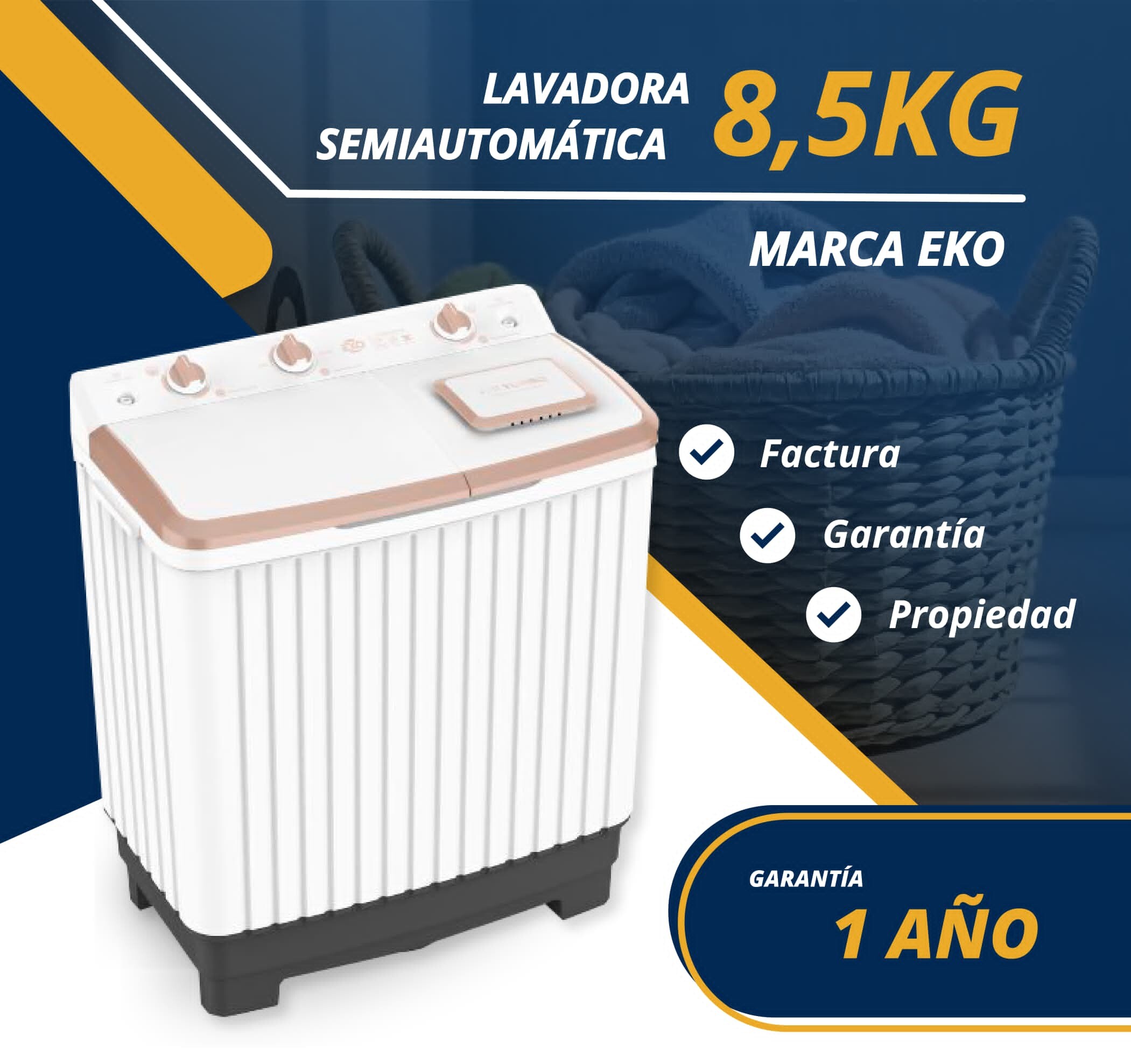 3debe7a5bb494b3e863efb6b4784fbbd.jpeg Lavadora Semiautomática 8.5 kgs - Image 1