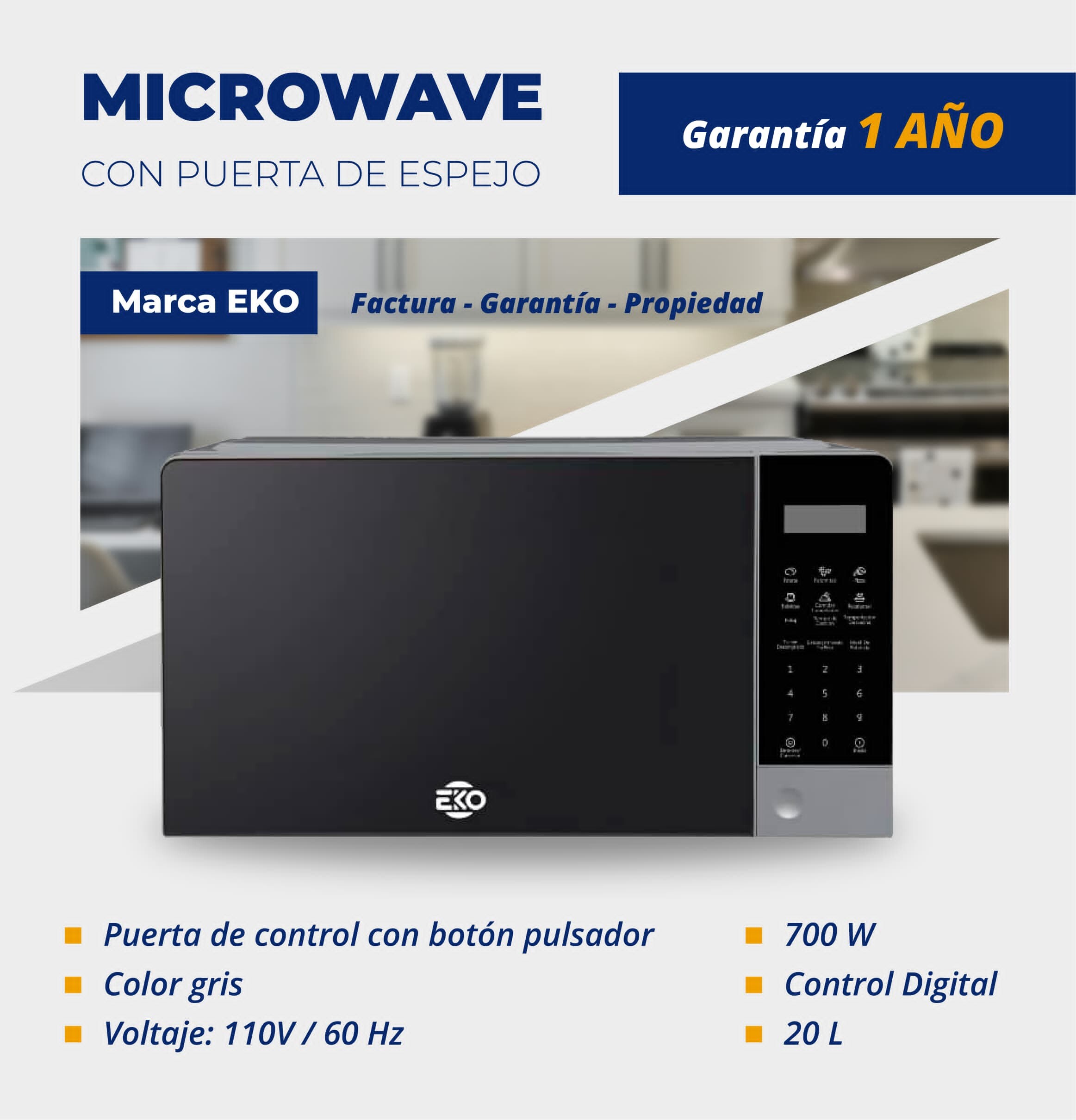 69060dd5b7ec4d0b9563a3bd9834cfb1.jpeg Microwave Con Puerta De Espejo Gris - Image 1