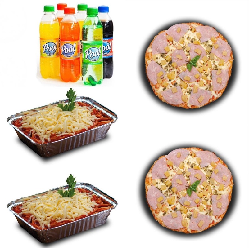 Dúo Pizzas Hawaiana + Dúo Pastas Napoles + Refresco