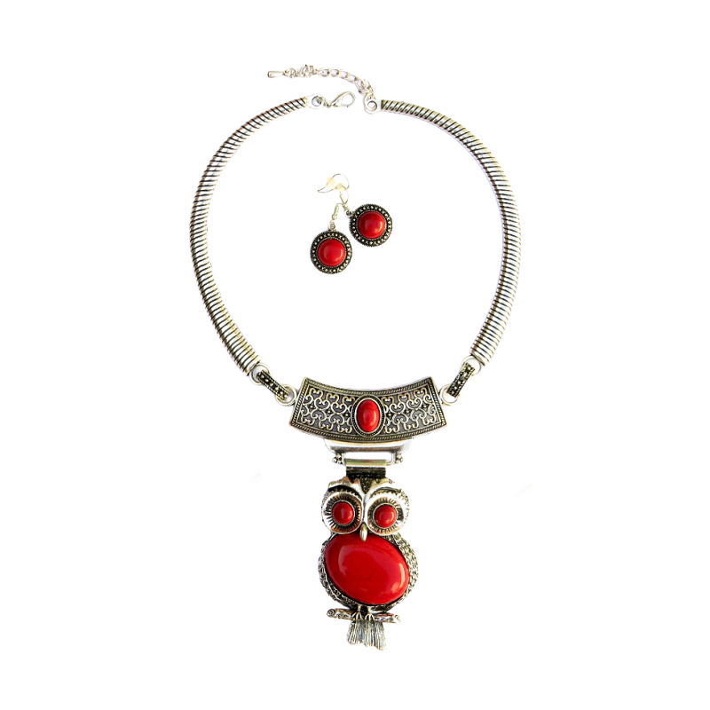 Set Acero y Coral Rojo I254