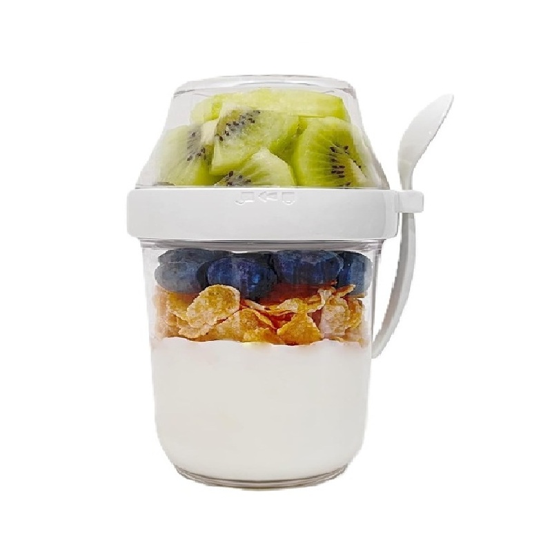 Taza de Yogur y Parfait con Cuchara y Tapa