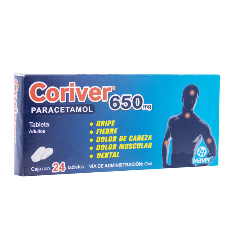 cuba-alimentos-restaurantes-viajes-envios-medicina-coriver-Paracetamol-650mg-mayo13 Coriver - Paracetamol - Imagen 1
