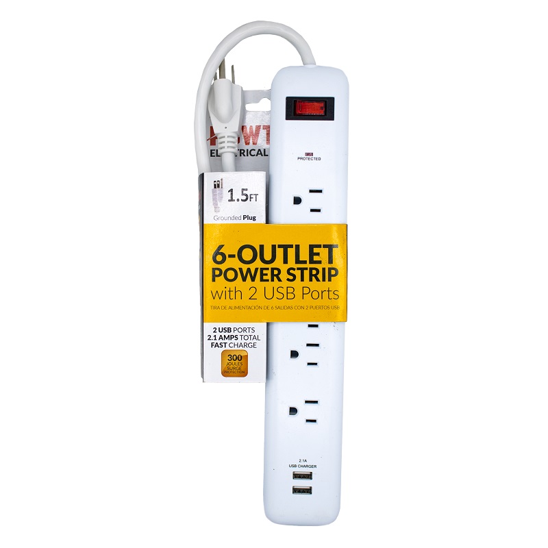 Extensión Eléctrica de 6 Tomas y 2 USB